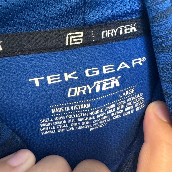 Tek Gear DryTEX Navy Blue Hoodie Size L Large - Picture 11 of 11